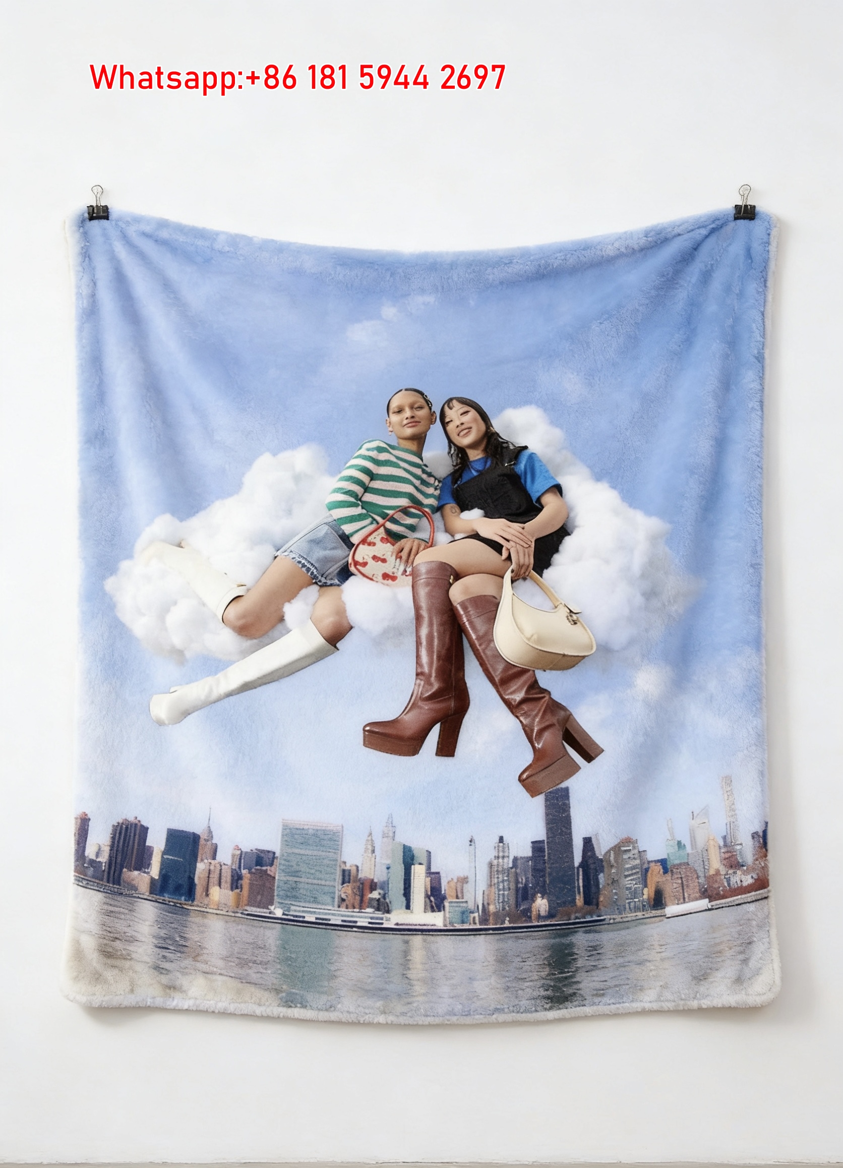 Coach Cloudy Cityscape Bag Print Flannel Sofa Throw Blanket C141